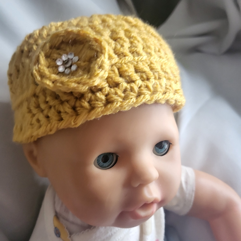 Handmade Beanie with Crystals new born